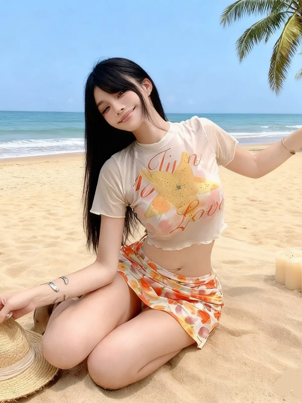 Bikini Set 4-Piece Floral Print & Sexy Design Hot Girl Vacation Swimsuit Summer Crop Tops Sexy Skirt Mini Sundress Cover Up Ropa