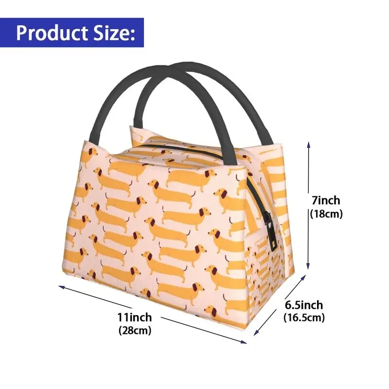 Puppy Dachshund Thermal Insulated Lunch Bag Women Sausage Dog Resuable Lunch Tote for Outdoor Fun Travel  Meal Food Box