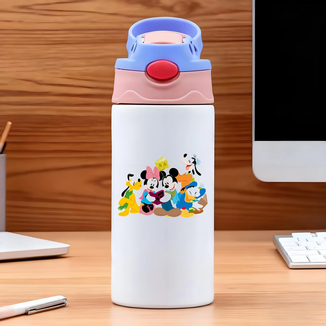 

Disney Classic Characters Mickey Mouse Donald Duck Goofy Minnie and Doggy Set 304 Stainless Steel Cartoon Straw Cup Kids