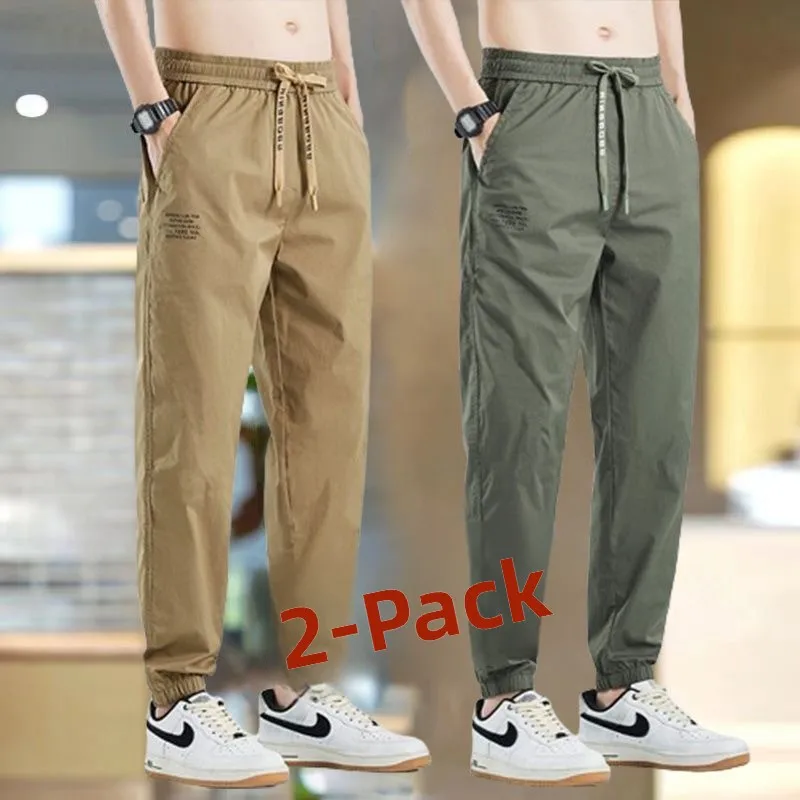 

Summer Ice Silk Casual Men's Pants Qui Dry Lightweight Loose Fit Sports Long Trousers Youth Active Sle Elastic Waisand