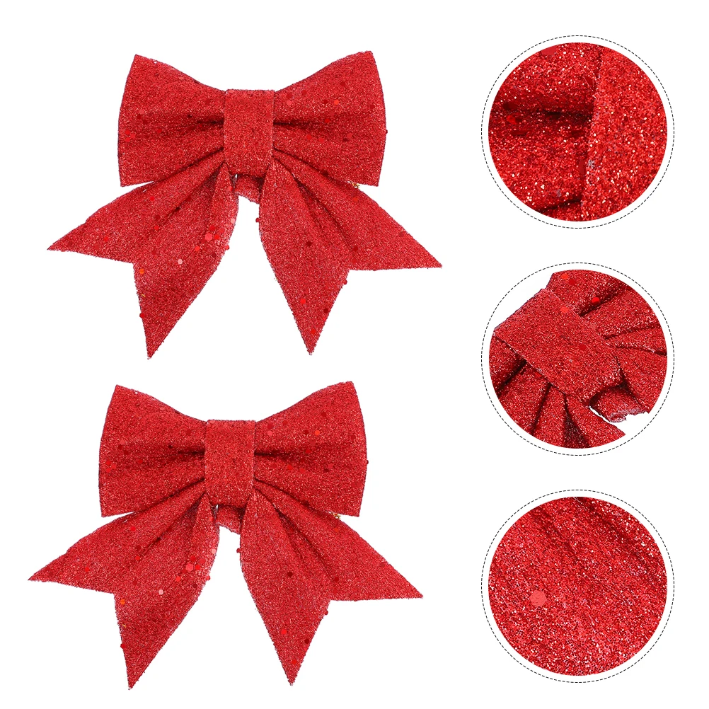

5pcs Christmas Bowknot Pearl Cotton Ornament Xmas Tree Decorative Bows Festive Garland Wreath Hanging Prop Lightweight Bowknot