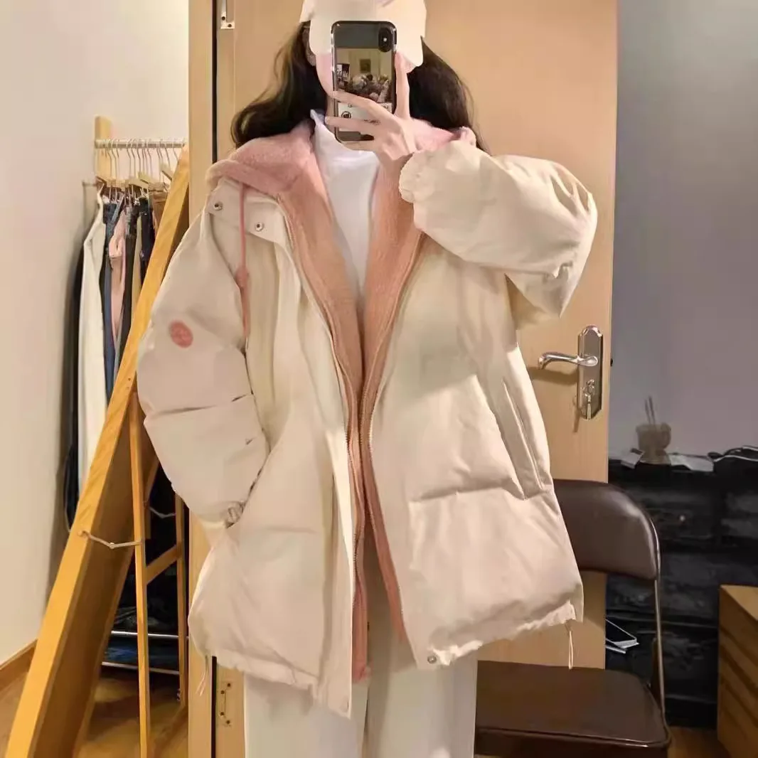 

Женские комплекты из двух предметов с цветными блоками на молнии и карманами на шнурке, женская стеганая куртка, утолщенное термопальто для женщин