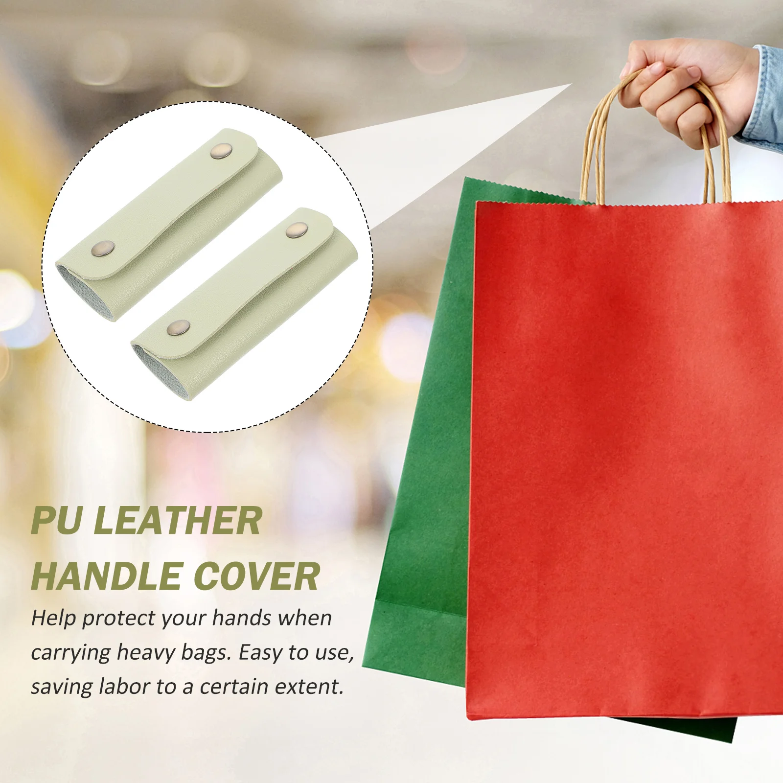 

2pcs PU Bag Handle Wraps Light Green Replacement Accessories for Handbags Wallets Purses Luggage Handle Belt Teaching