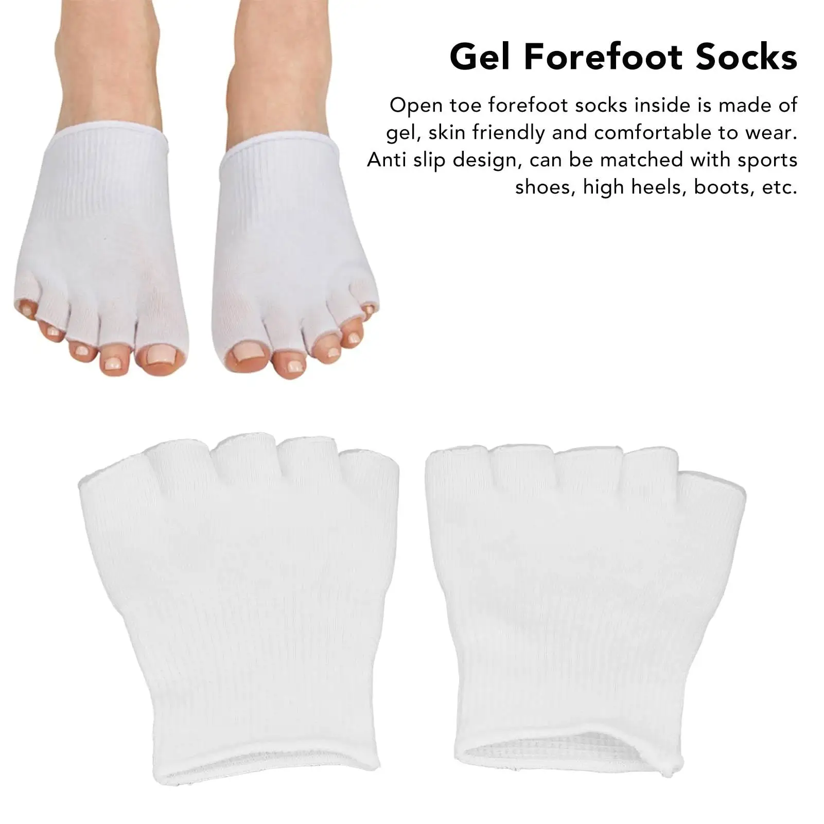 Keratin Moisturizing Gel Forefoot Socks | Soften & Hydrate For dry Cracked Skin | Delicate Texture | Five Toe Gel Socks