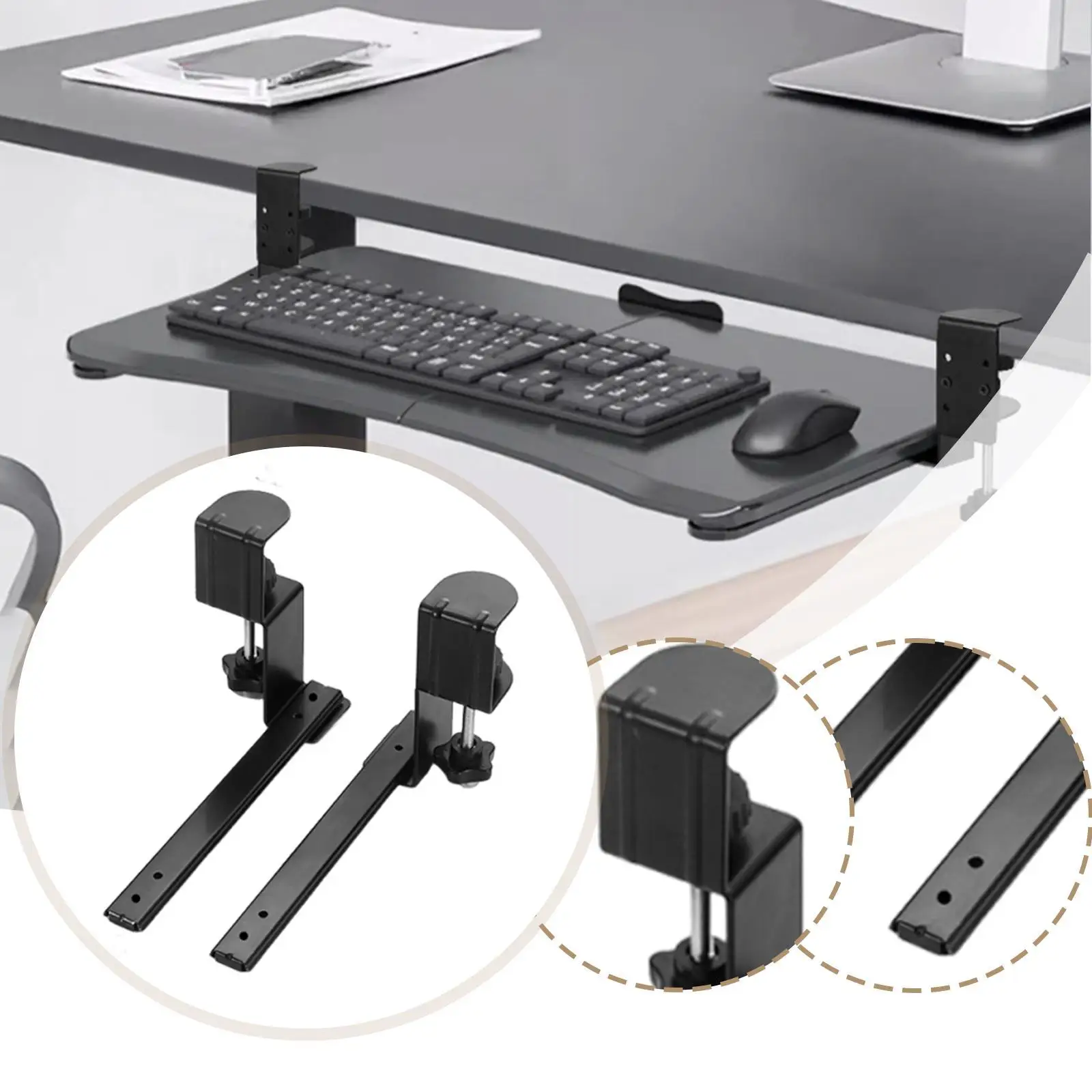 

2 Pieces Under Desk Keyboard Tray Slide Full Extension Furniture Home Hardware