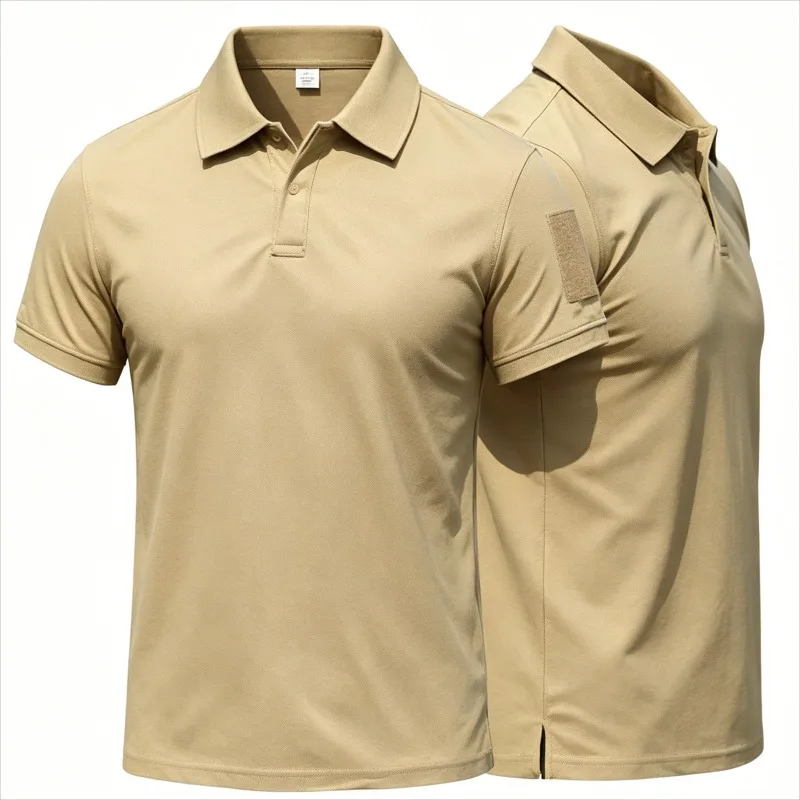 Men's Outdoor Tactical Shirt Short Sleeve Quick Dry Moisture Wicking Breathable with Shoulder Patch for Hiking Camping Trekking