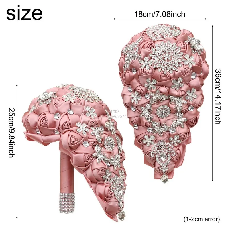 Waterfall Water Drop Hand Bouquet Bridal  European and American Silver Crystal Simulation Wedding Church Decoration Supplies