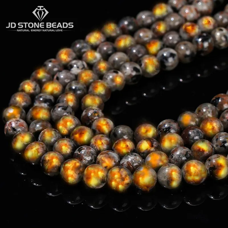 

Natural Flame Stone Bead Bright Yooperlite Loose Spacer UV Glowing Fire Stone For Jewelry Making Diy Bracelet Necklace Accessory