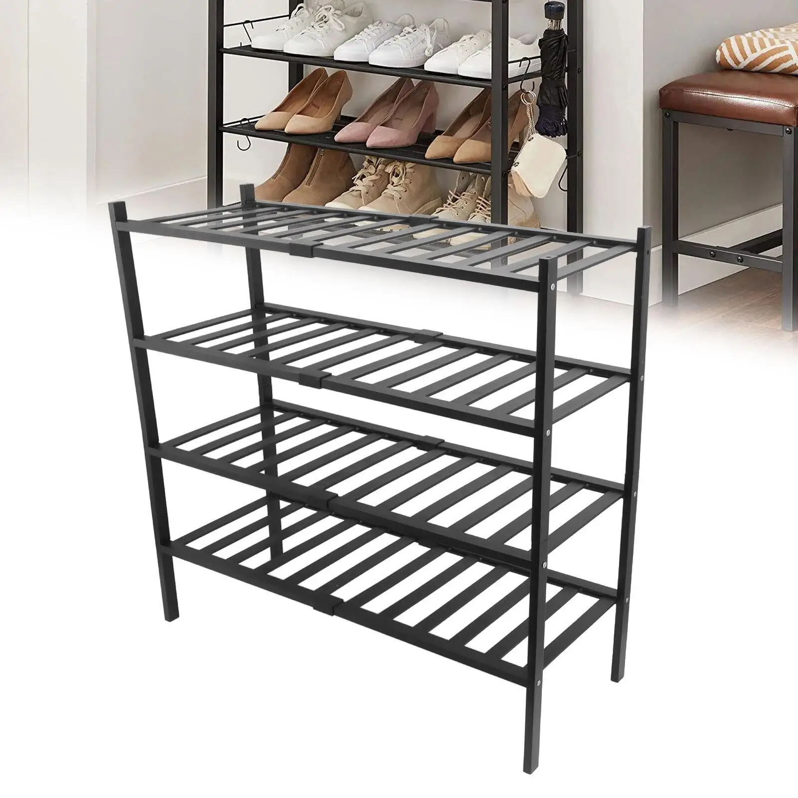 Multifunctional Stackable Waterproof Shoe Rack - Space-Saving Closet Organizer for balcony & for corridor