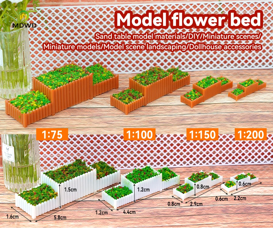5 Stück 1/75-200 Blumenbeet Sukkulenten-Pflanzentopf Eisenbahn-Parterre Stadtgarten Landschaft HO-Maßstab Modellbahn-Zubehör – Detail 1