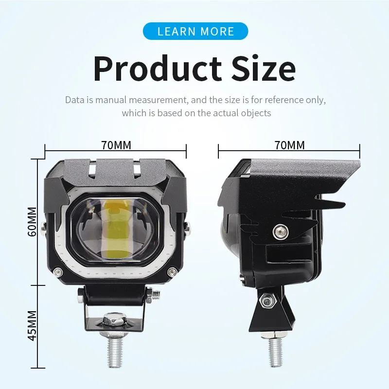 Motorcycle Headlight Auxiliary Spotlight 12V LED Driving Light Fog Lamp Universal Spot Light High Beam/Low Beam Moto Accessories
