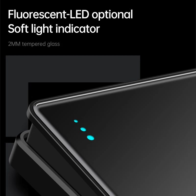 PSSRISE EU Wall Light Switch Power White Deluxe Full Tempered Glass Panel 1/2Way Light Switch On/Off With Fluorescent Indicator
