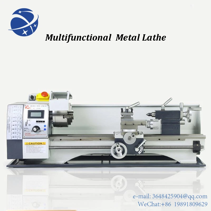 YYHC210V Mini Metal Lathe Machine Multi-function Woodworking Metal Small Machine Tool 900W CNC Lathe