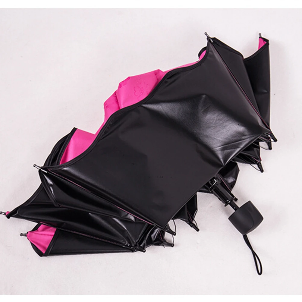 

Dual-Purpose Sun Rain Umbrella Thickened 8 Ribs Foldable Waterproof Travel Umbrella Blossom Embossment Patterned Design