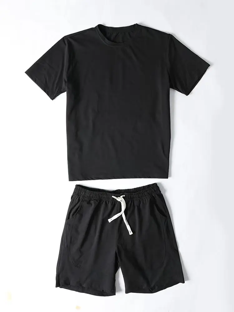 

Women's casual polyester fiber material knitted micro elastic top, knitted micro elastic shorts, home clothes