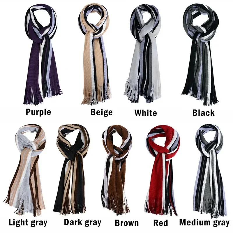 New Fashion Designer Men Classic Cashmere Scarf Winter Warm Soft Fringe Striped Tassel Shawl Wrap Striped Scarf Men Scarves