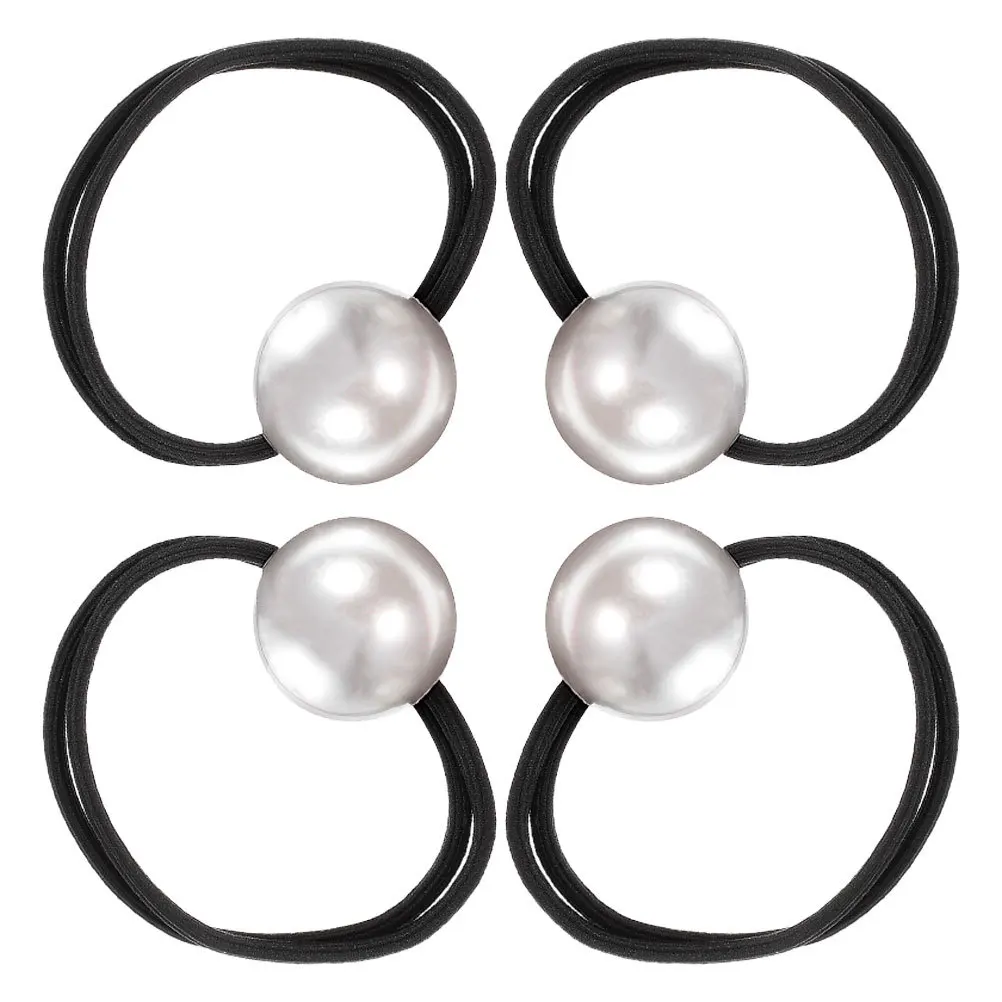 

4pcs Large Pearl Hair Ties Elastic Scrunchies Soft Ponytail Holders For Women Girls Wedding Party Daily Wear Hair Accessories