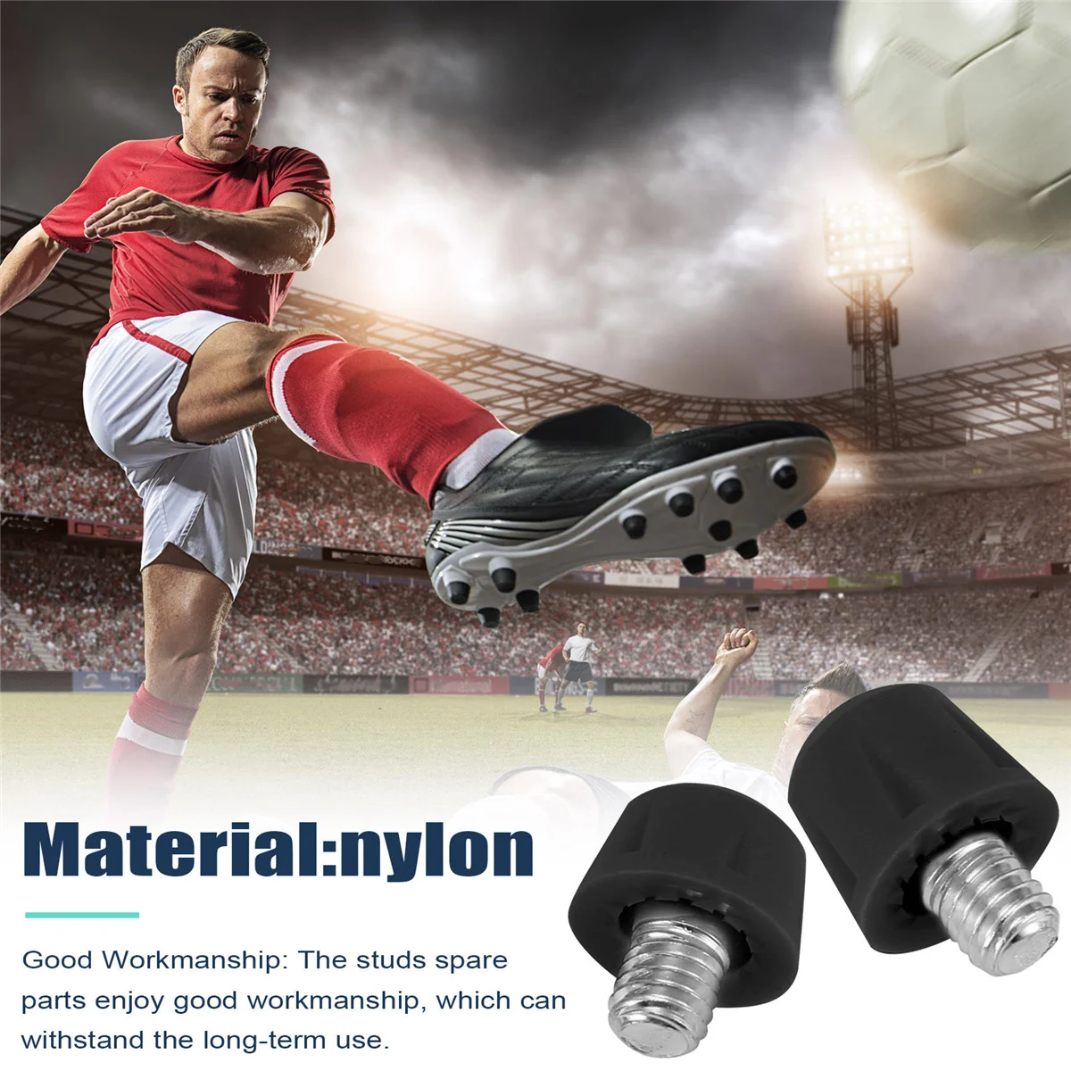 SMIEA 12 ชิ้นรองเท้าฟุตบอล Studs ลื่นสกรูเกลียว M6 Professional เปลี่ยน Spikes SG to AG สําหรับ Adidas สีดํา