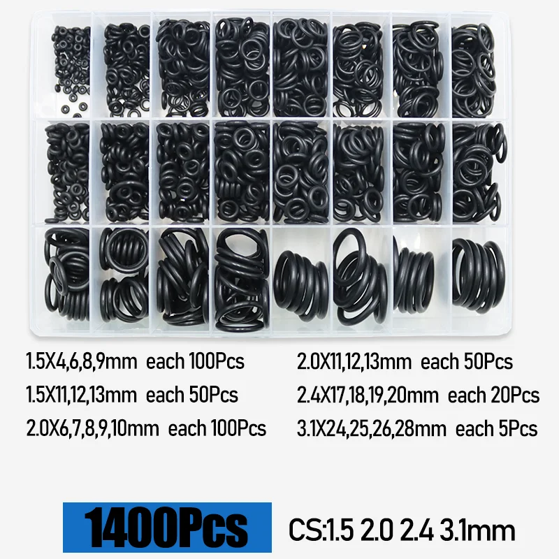 O-Ring CS 1,0 1,5 bis 4,0 mm Dichtungsscheibe Nitrilkautschuk O-Ring Wasserhahn Sanitärdichtungen Ölbeständiges Hochtemperatur-O-Ring-Set – Detail 12