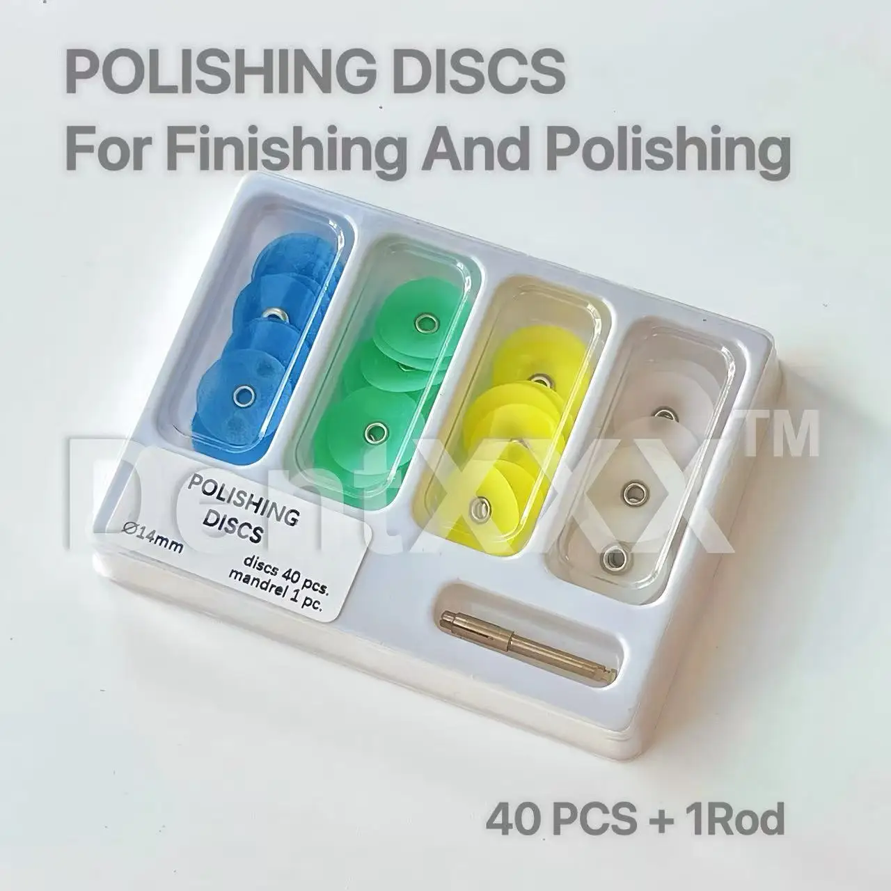 

Набор шлифовальных дисков с разной зернистостью и цветовой кодировкой, 40 шт. + 1 стержень