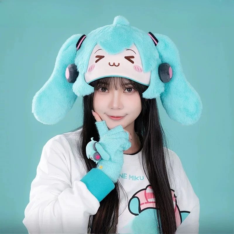 moeyu-初音ミク-スクインティーアイズシリーズ可動帽子かわいいアニメコスプレ冬暖かいビーニーキャップ柔らかく快適なコレクタブル品