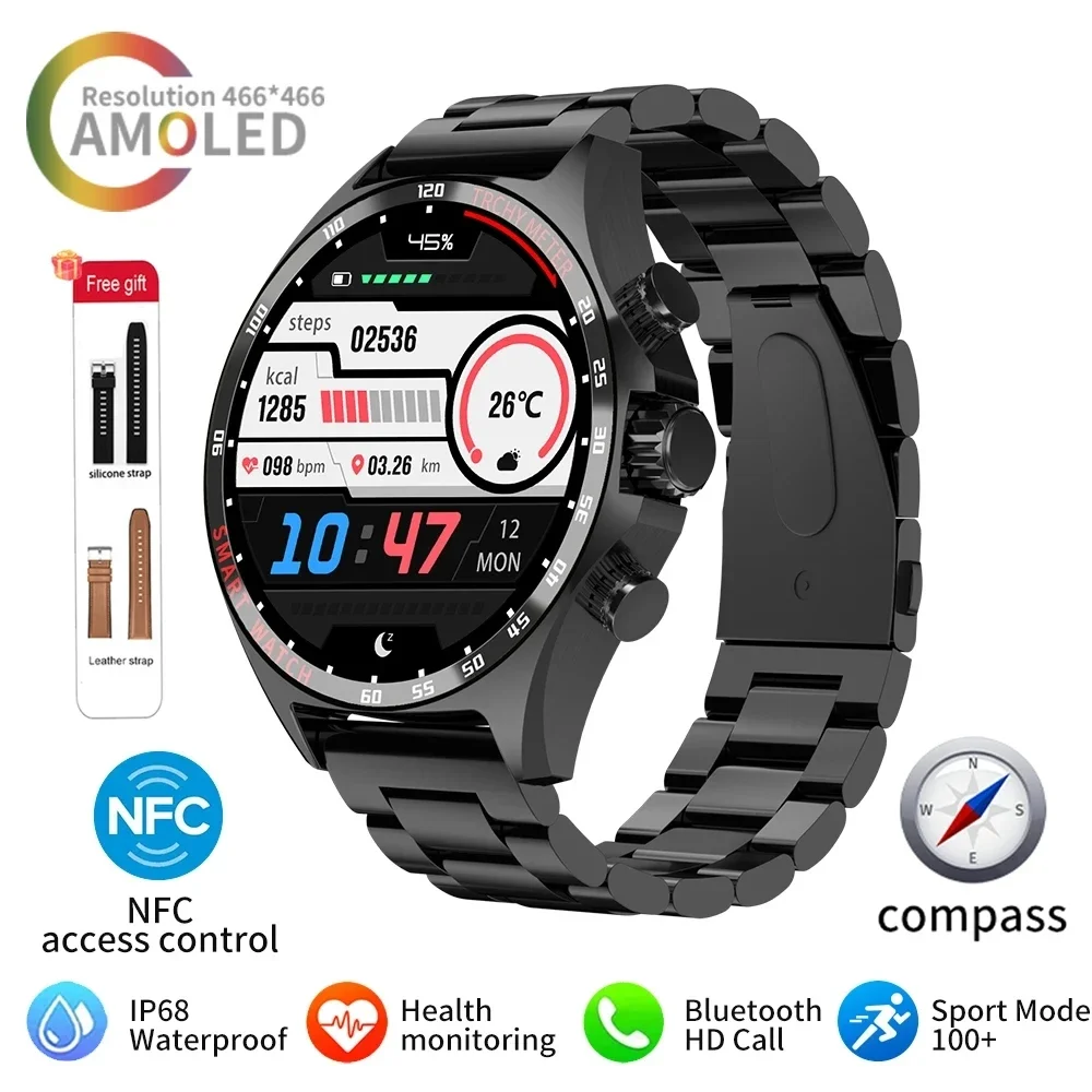 

Men's Smartwatch - Bluetooth Call. NFC. Waterproof. Fitness Tracker. Heart Rate Monitor. Sport Outdoor. Compass. Stylish Tech.