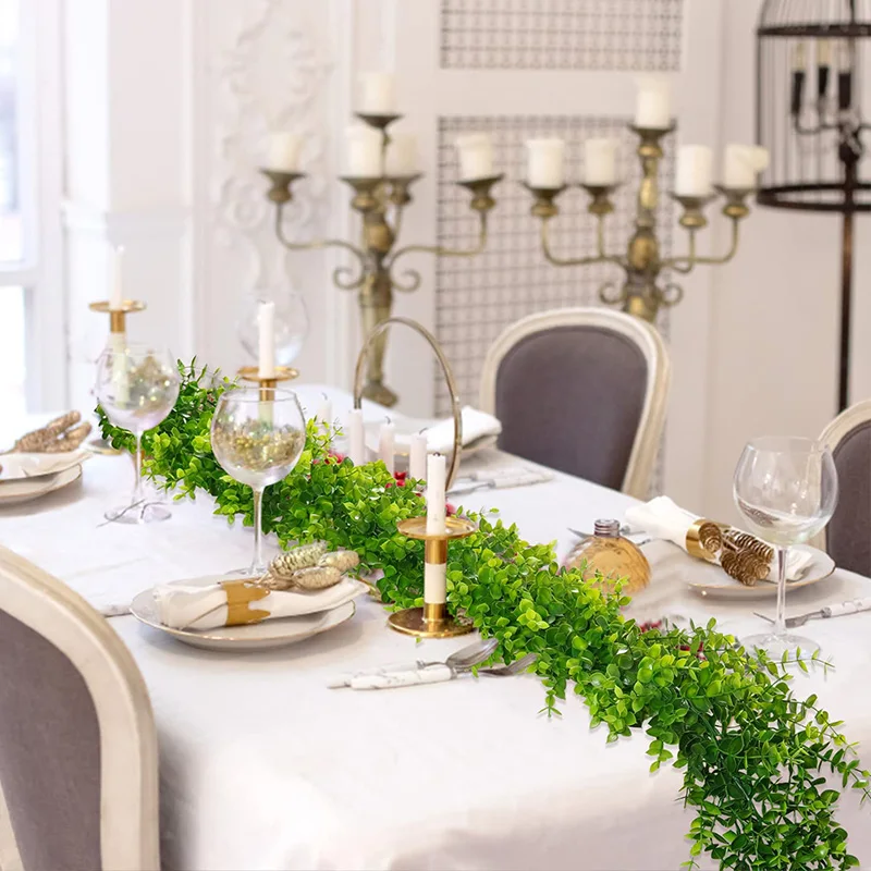3 Stück künstliche Eukalyptus-Girlande, künstliche hängende Pflanzen, Ranken für Hochzeit, Party, Bogen, Wand, Tisch, Weihnachten, Festival, Heimdekoration – Detail 1