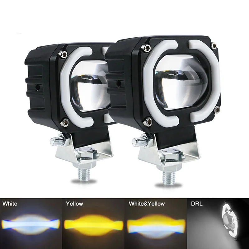 INDEWIN Motorcycle Fog Light Headlight Car Offroad Truck Angel Eyes LED light Portable Spotlights Driving Car Boat Light