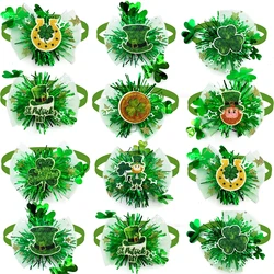 50/100pcs ST Patrick's Day Pet Dog Bow Tie Dog Fashion BowTie Adjustable Collar Pet Grooming Bows Dog Accessories for Small Dogs
