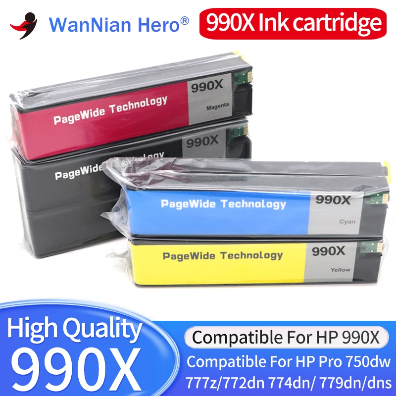 

990X 990 Compatible Ink Cartridge With Pigment Ink For HP PageWide 755dn 774dn 750dn 750dw 772dn 772dw 777z 777zs BK 460ml chip