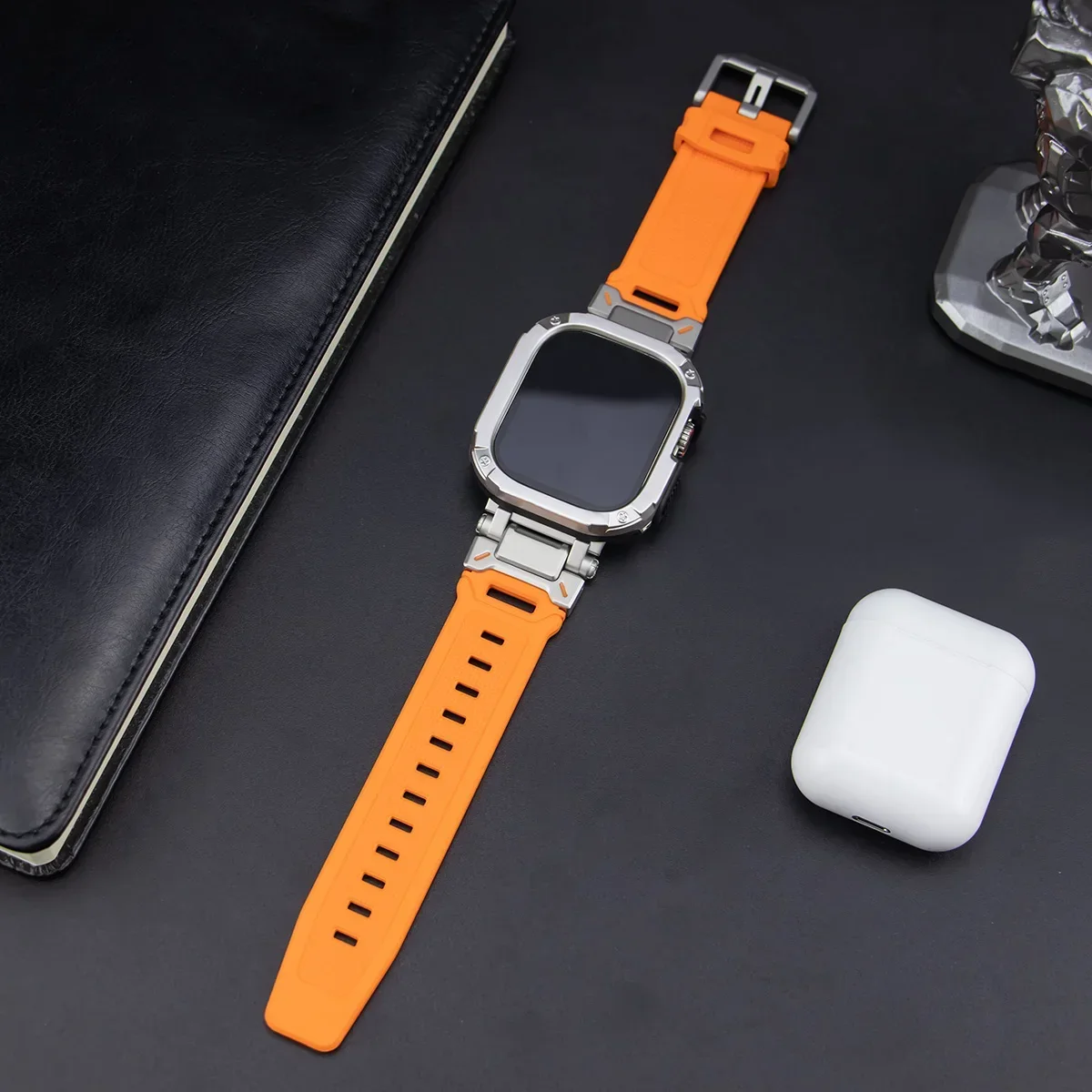TPU-Gehäuse + Armband für Apple Watch Ultra 2 1, Gummischlaufenband, 49 mm, Silikon-Herrenarmband für IWatch-Serie 9 8 7 45 mm, 6 5 4 Se 44 mm – Detail 3