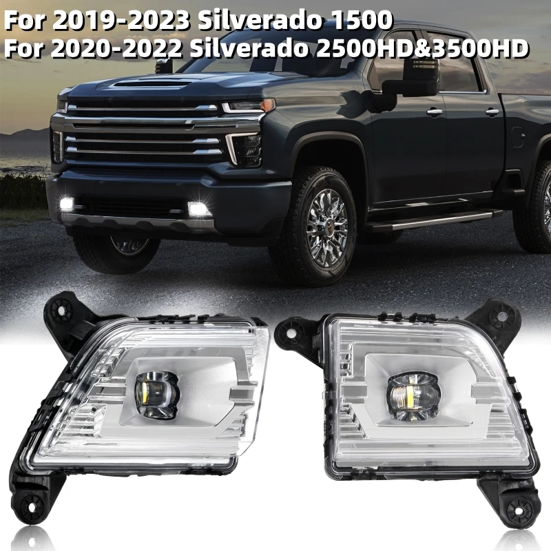 

1Pair Car LED Fog Light Signal Lamp For Chevrolet Silverado 1500 2500HD 3500HD 2019-2022