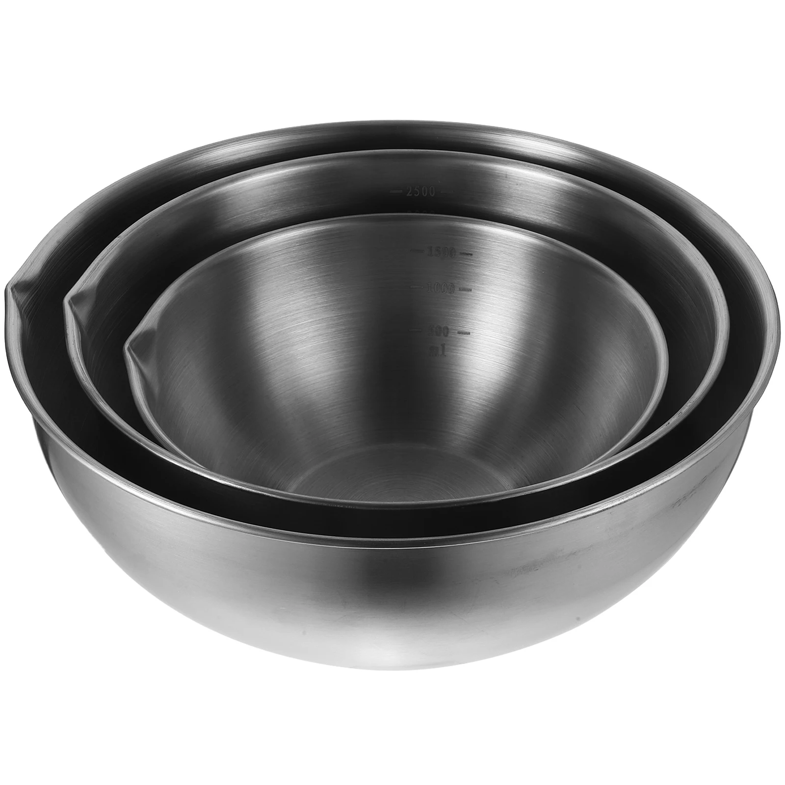 

3pcs Stainless Steel Salad Bowl 1.5L 2.5L 3.5L Kitchen Mixing Basin For Food Prep Pasta Soup Ramen Noodle Dough Baking