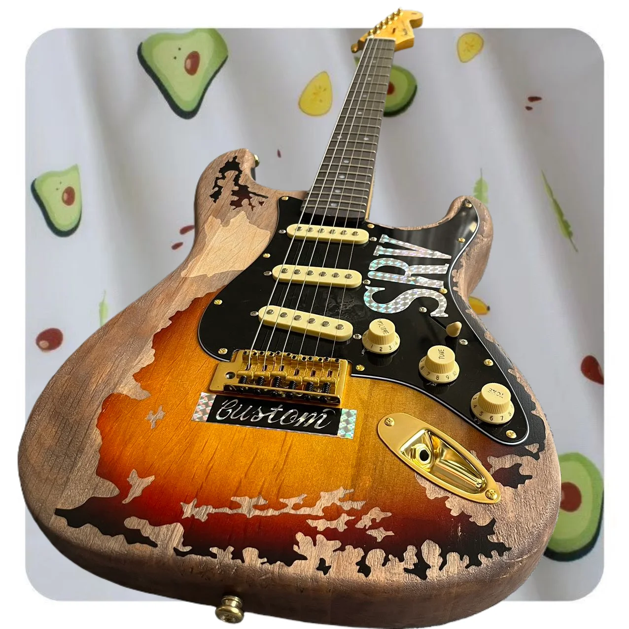 Electric guitar, customizable, made of maple and peach blossom wood, used, in stock, fast and free shipping  AA