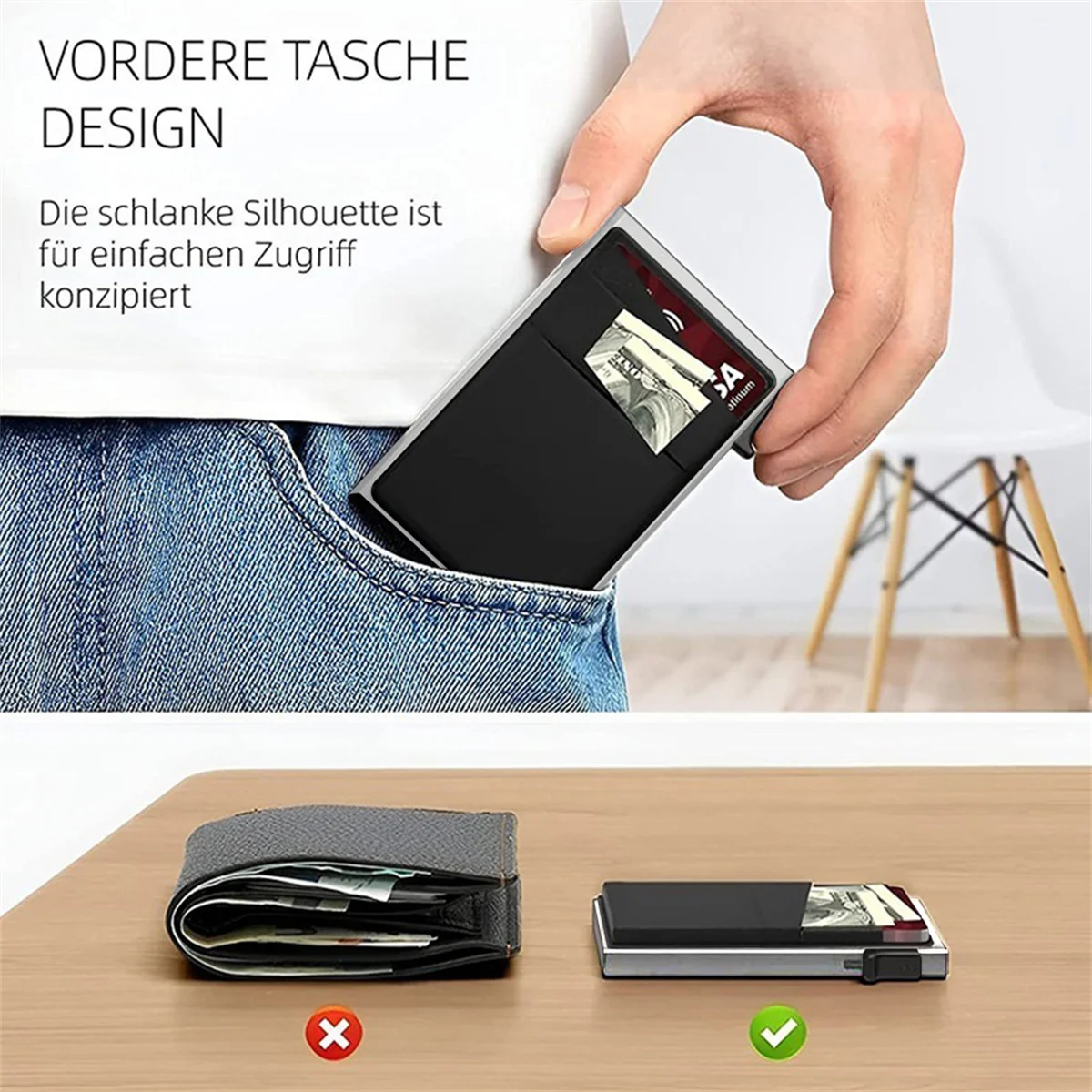 1PC A-Y Letters Print Credit Card Holder Wallet Women RFID Blocking Thin Slim Automatic Pop-Up Card Holder
