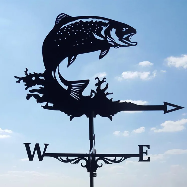 Foreign trade salmon wrought iron wind vane stainless steel spray paint European gardening ornament