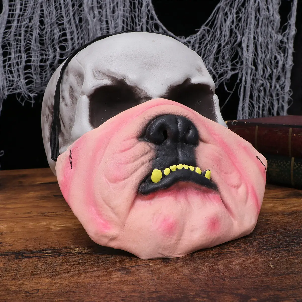 Funny Dog Mouth Half-Face Mask Latex Halloween Carnival Party Cosplay Role Playing Accessory Vivid Design Lightweight Adjustable