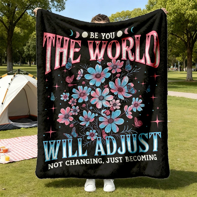 Be You The World Will Adjust Flannel Blanket, Self Love Flannel Throw, Pride Month, Trans Pride Cozy Blanket, LGBTQ