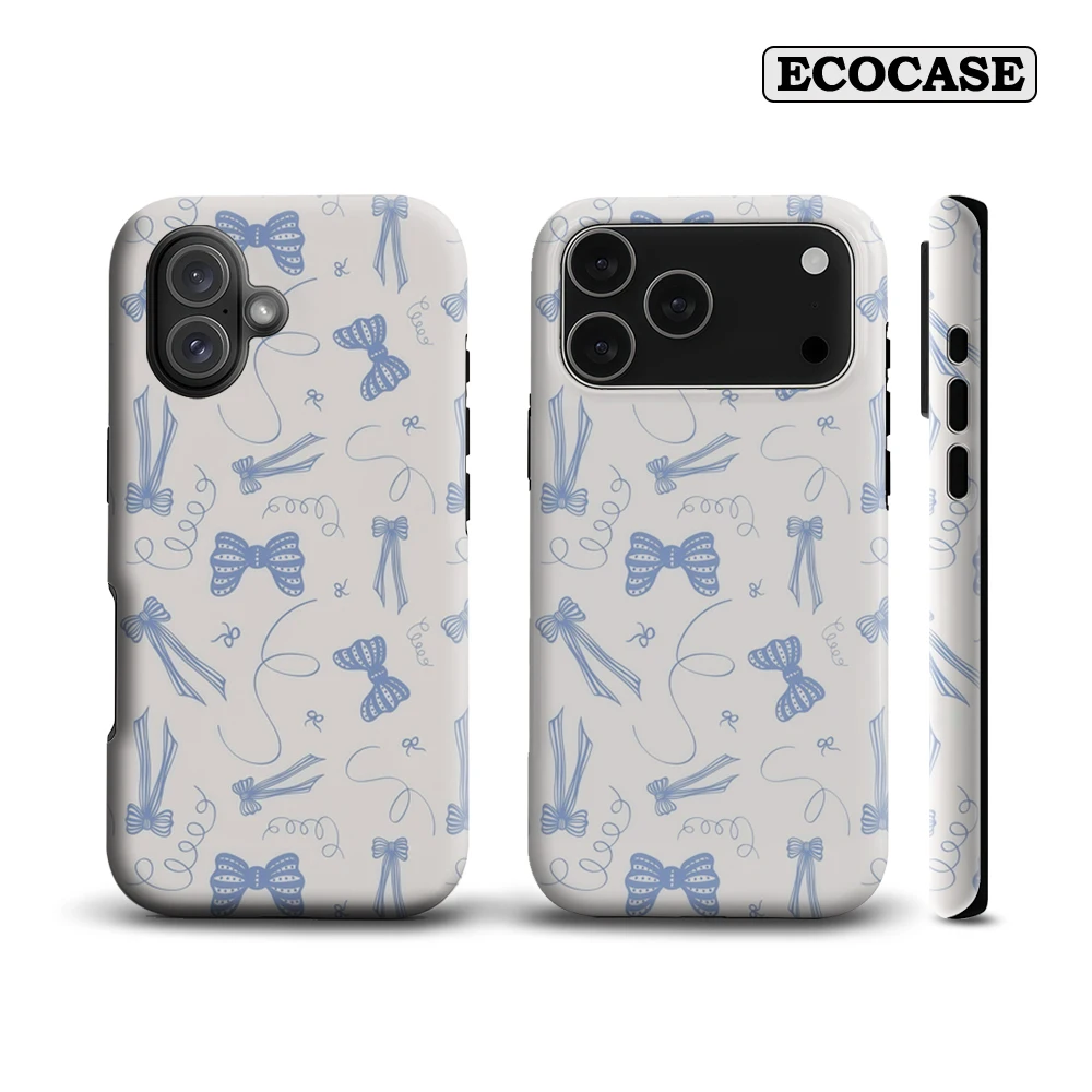 Hellblaue Schleife und Wirbel IPhone 17 Must-Haves Handyhülle für IPhone 17 16 15 14 13 Pro Max Plus Doppelschichtige Rückseite