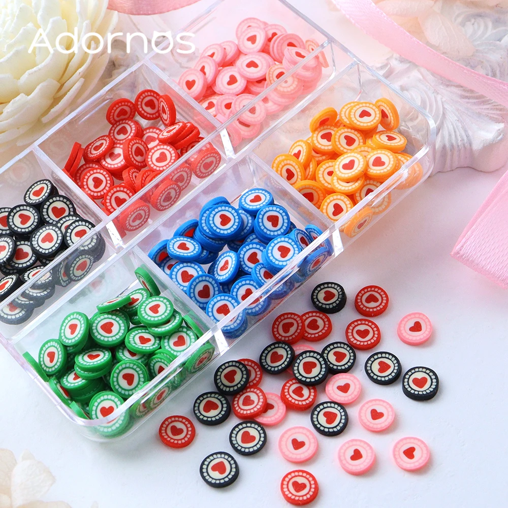 Cute Love Heart Sugar Polymer Clay Slices Resin Shaker Fillers DIY Accessories Valentines Day Gifts Crafts Handmade Decorations