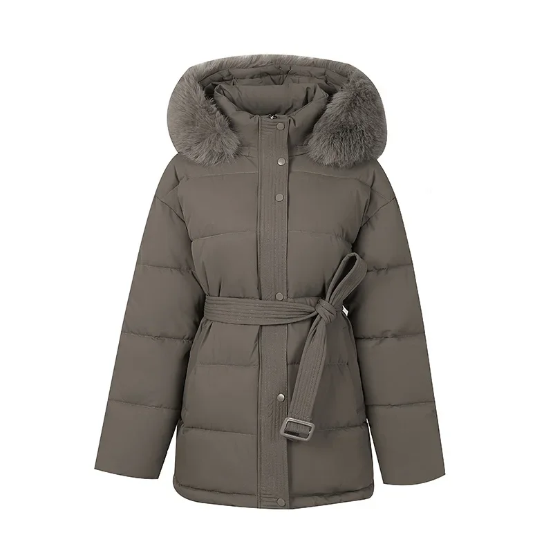 

Thickened Cotton Jacket for Women in Winter 2026 New Style with Waist Cinched Hood and Short Down Cotton Jacket