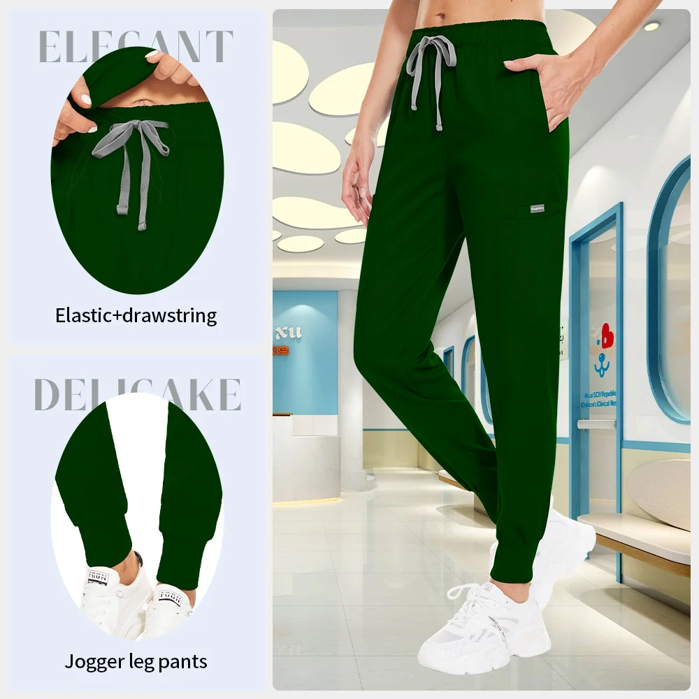 니아힌 고품질 의료복 여성 수술 가운 치과 실험실 조거 작업복 세트 (포켓 포함) 동물병원 간호 유니폼