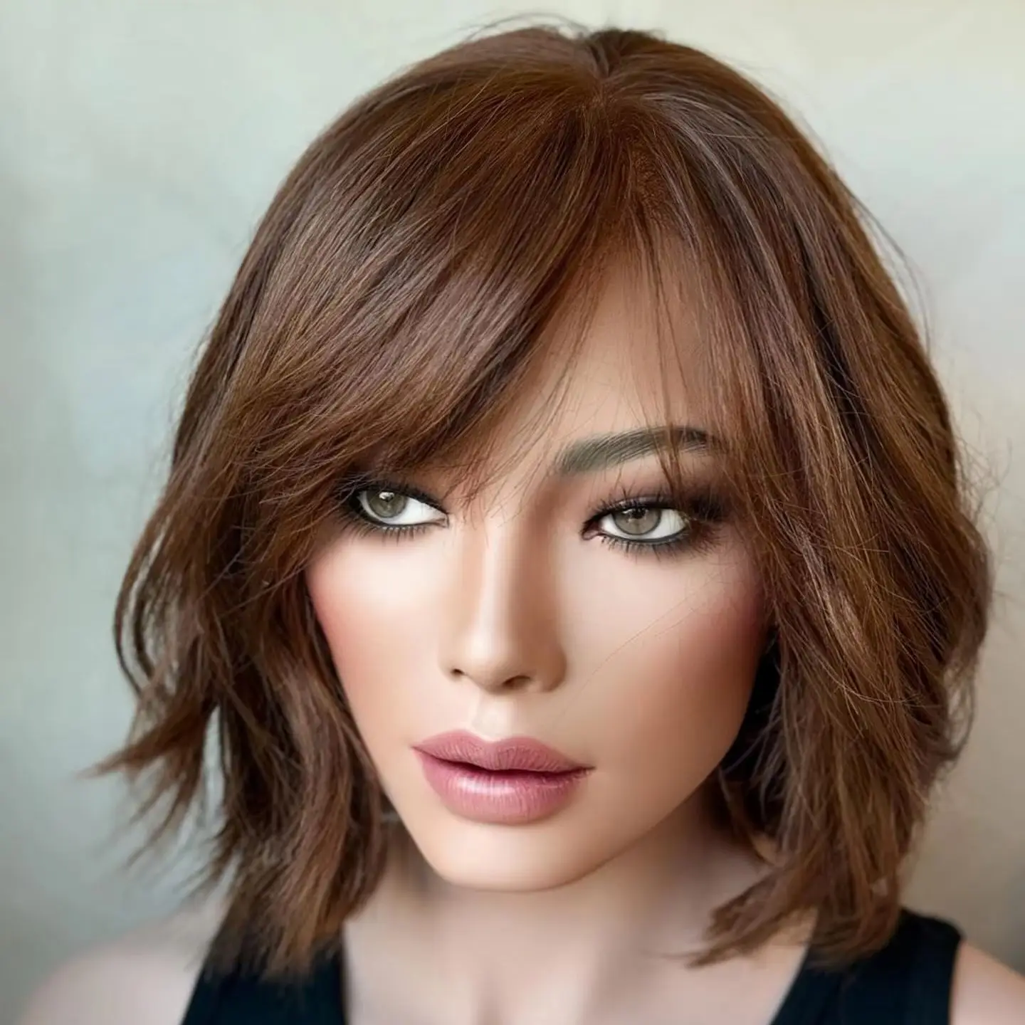 

Short Bob Wigs for Women Natural Brown WAvy Wig Free Part Small Large Cap Lace Front Wigs Synthetic Hair Glueless High Quality