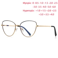 Gafas graduadas de ojo de gato con bloqueo de luz azul de 0-0,5-0,75 a-6,0 para mujer, gafas de hipermetropía de Metal + 0,5 + 0,75 a + 4,0