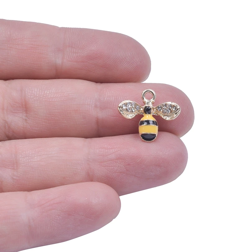 20pcs Cute Animal Bee Pendants For Jewelry Making Supplies Enamel Materials To Make Bracelets Earrings Rhinestone Animal Charms