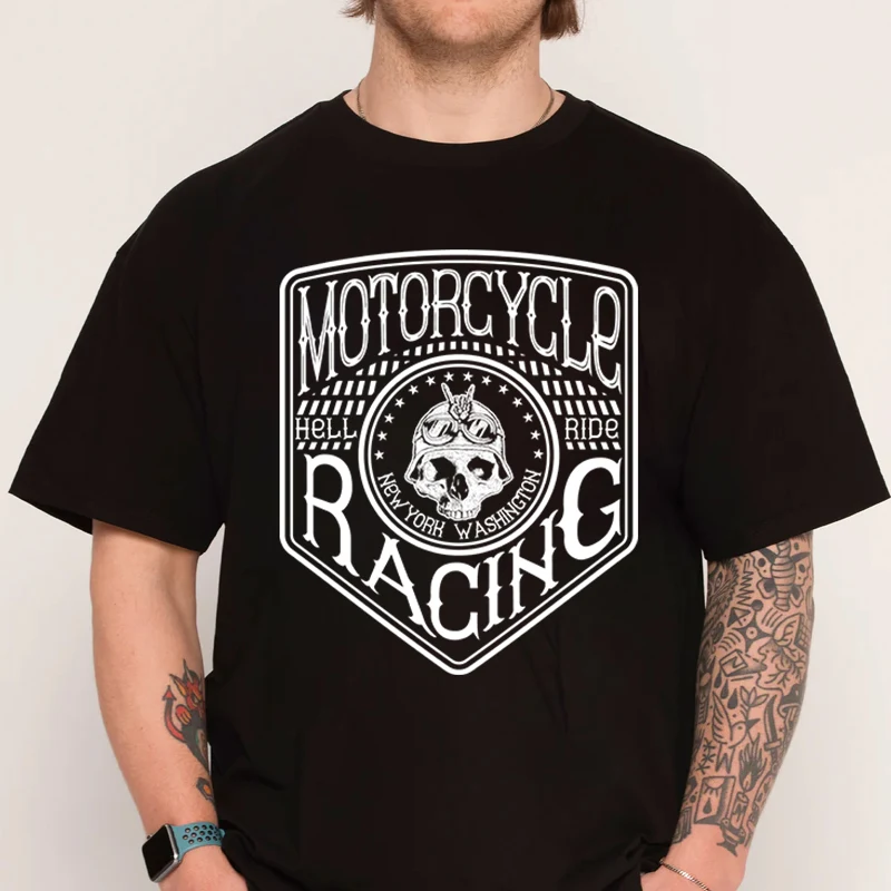 

Motorcycle Typography T-shirt Graphics Emblem And Label Design Cotton Men Shirt Casual Short Sleeve O-neck Tees