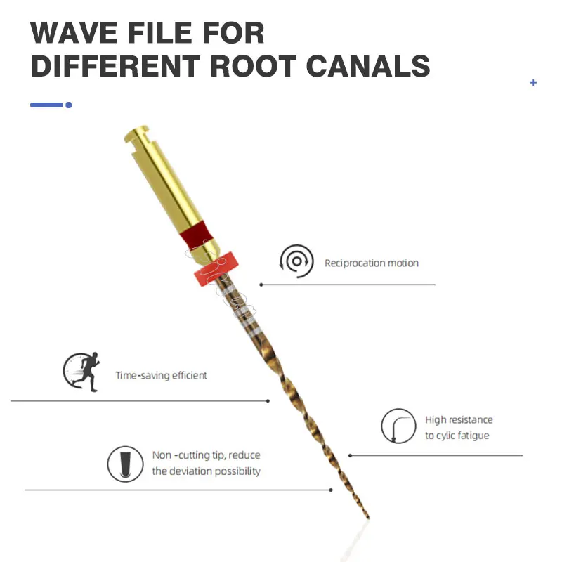 Dental Reciprocating Rotary Endo Files Wave Gold Endo One Files Endodontic Niti File for Endodontic Root Canal Preparation