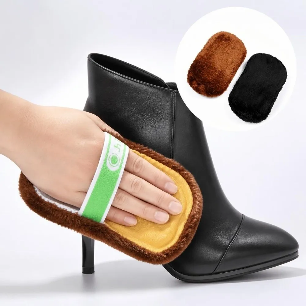 New Handheld Shoe Polishing Glove Soft Reusable Shoe Cleaner Multifunctional Portable Shoes Shine Cloth Shoes Bags Surface