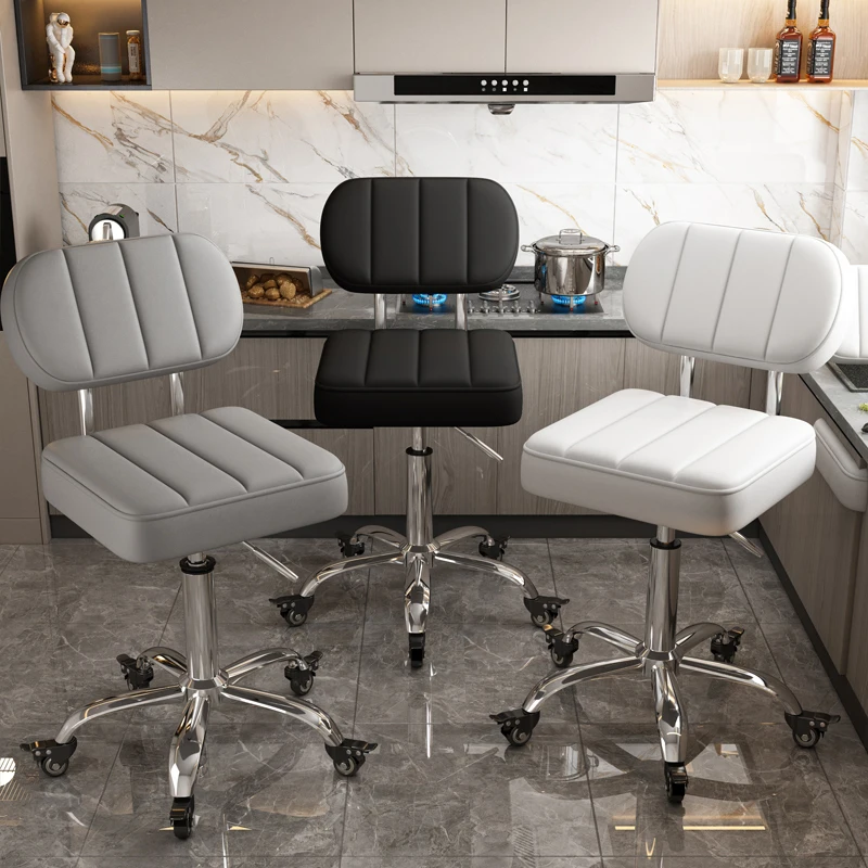 Kitchen cooking chair, adjustable swivel stool, front desk chair, silver table stool, high-legged bar counter