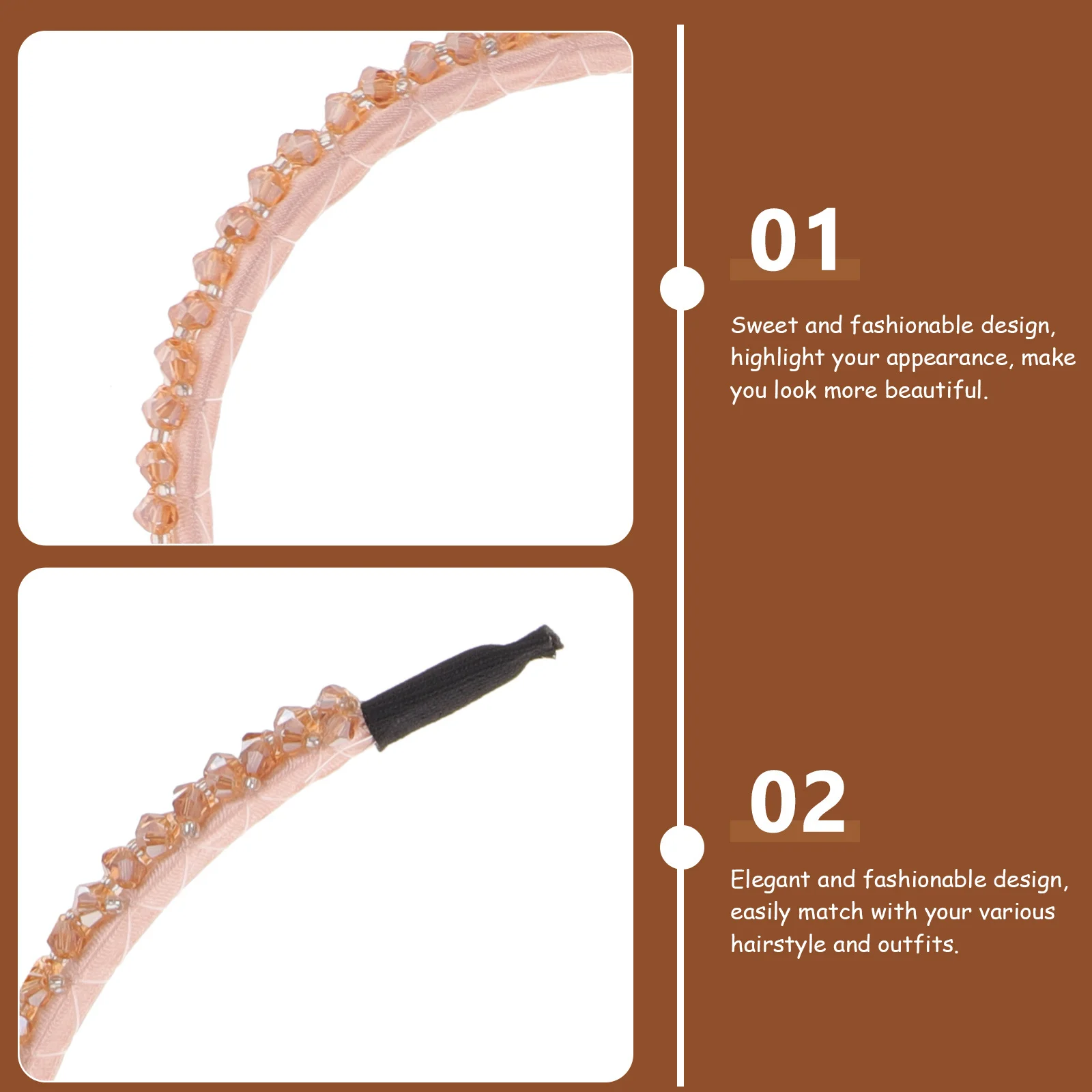 

2Pcs Rhinestone Headband Women Chic Decorative Hair Band Fashion Headbands for Stylish Look Makeup Shopping Occasions